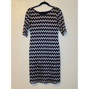 Connected Apparel‎ Womens Purple Silver Chevron Lace Sheath Dress Size 10P